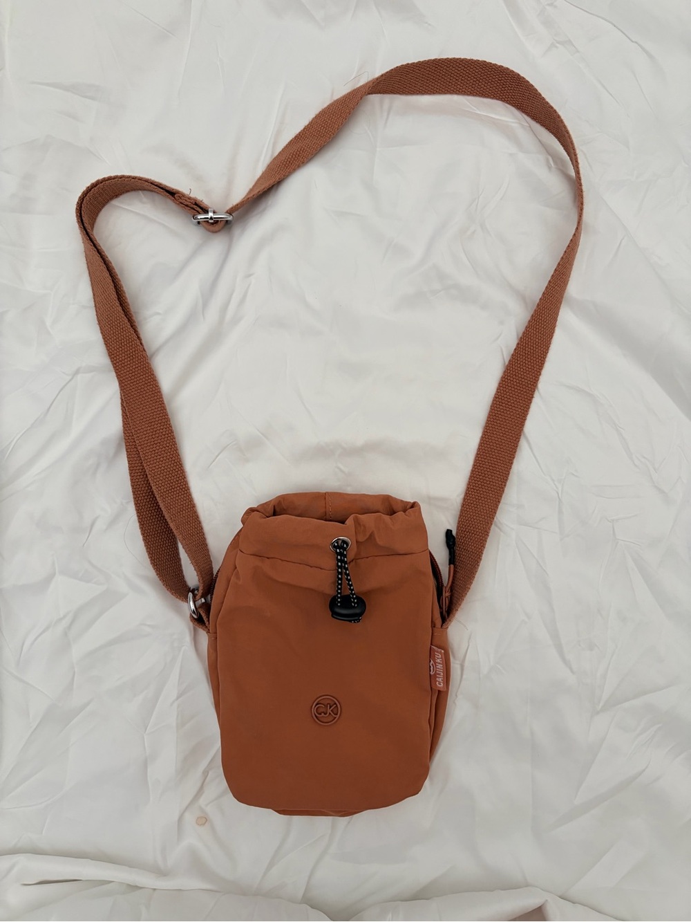 CAIJIN KU Nylon Crossbody Phone Bag with Drawstring and Zipper Pockets